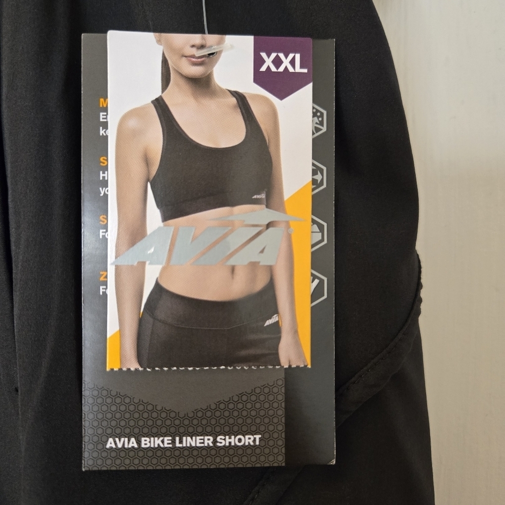 Avia Moisture Wicking Lined Biker Shorts With Pocket Black Size XXL - Picture 2 of 14